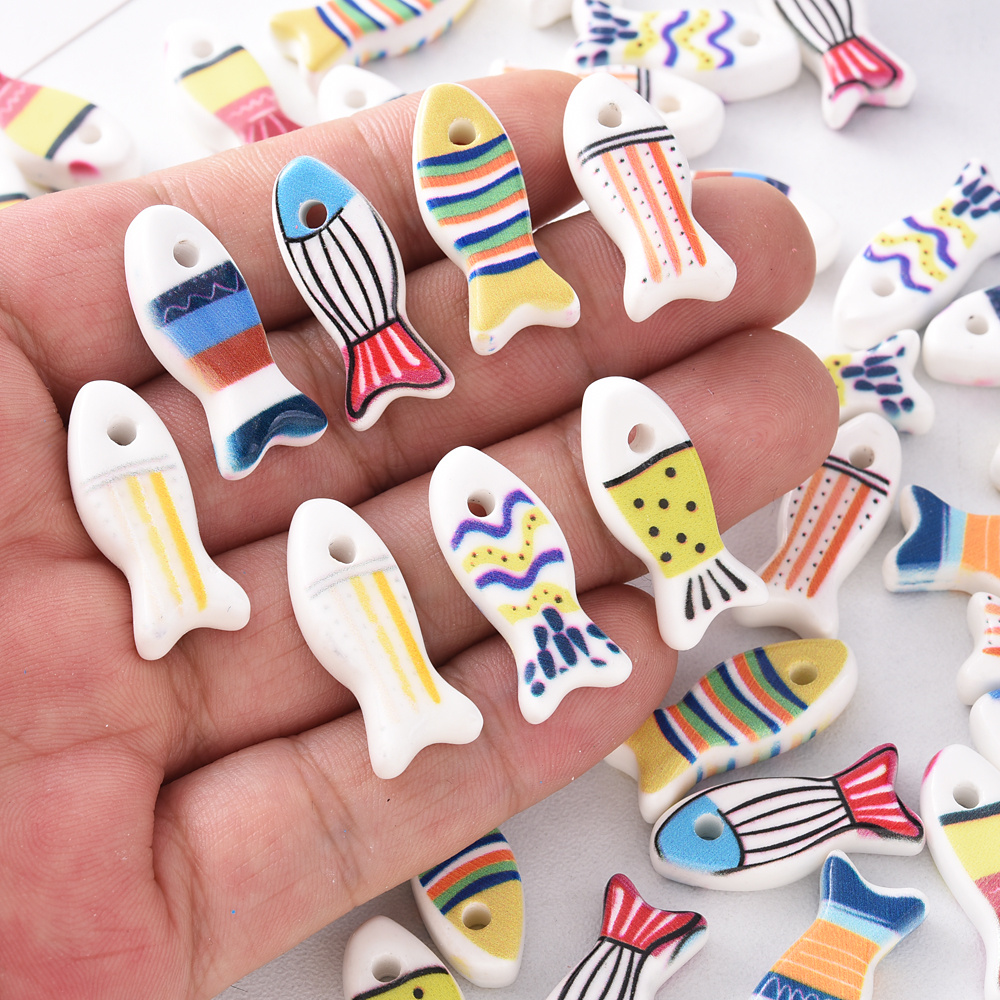 3pcs Random Mixed Ceramic Decorative Beads for Fashion Jewelry